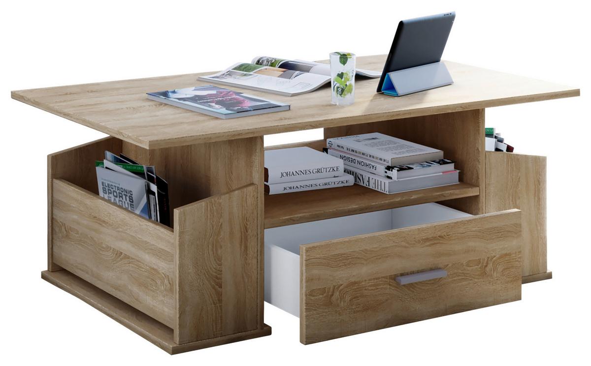 Konferenční stolek JUNADA dub Sonoma - barvy dubu/barvy stříbra, Basics, kompozitní dřevo/plast (110/52/44cm) - MID.YOU