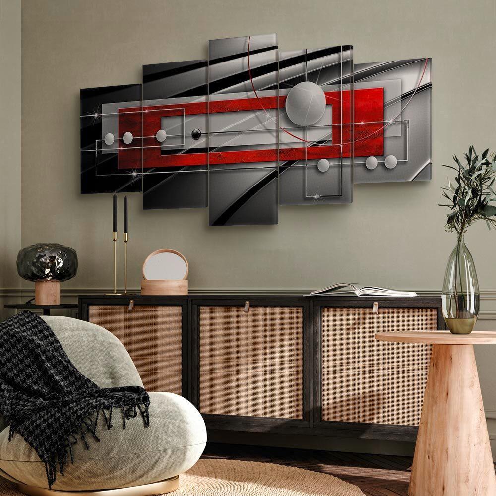 Leinwandbild Symmetry Grau Rot B: 200 cm - Rot/Grau, Basics, Holzwerkstoff/Textil (200/100/1.2cm) - artgeist