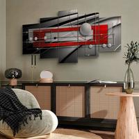 Leinwandbild Symmetry Grau Rot B: 100 cm - Rot/Grau, Basics, Holzwerkstoff/Textil (100/50/1.2cm) - artgeist