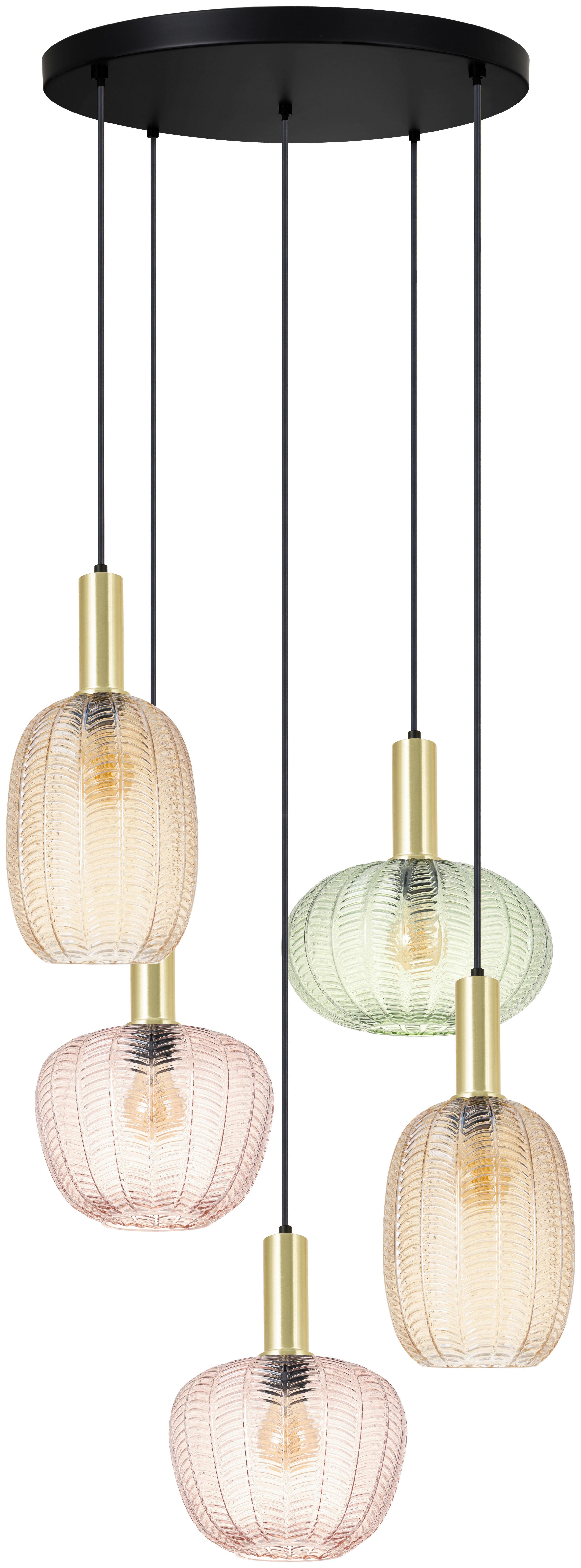 HÄNGELEUCHTE BUNTI - Pink/Goldfarben, MODERN, Glas/Metall (65/60/120cm)