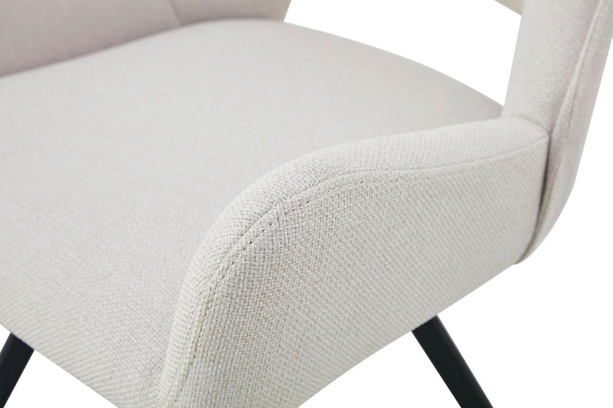 Stuhl-Set Helen Creme B: 56 cm - Creme/Schwarz, MODERN, Textil/Metall (56/91/63cm) - MID.YOU