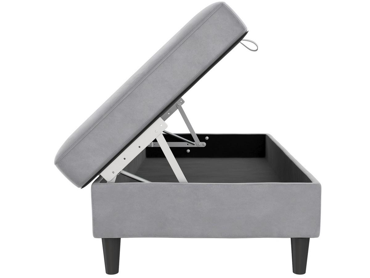 Hocker Hannover Grau, mit Stauraum - Schwarz/Grau, Basics, Textil (130/43/69cm) - Livetastic