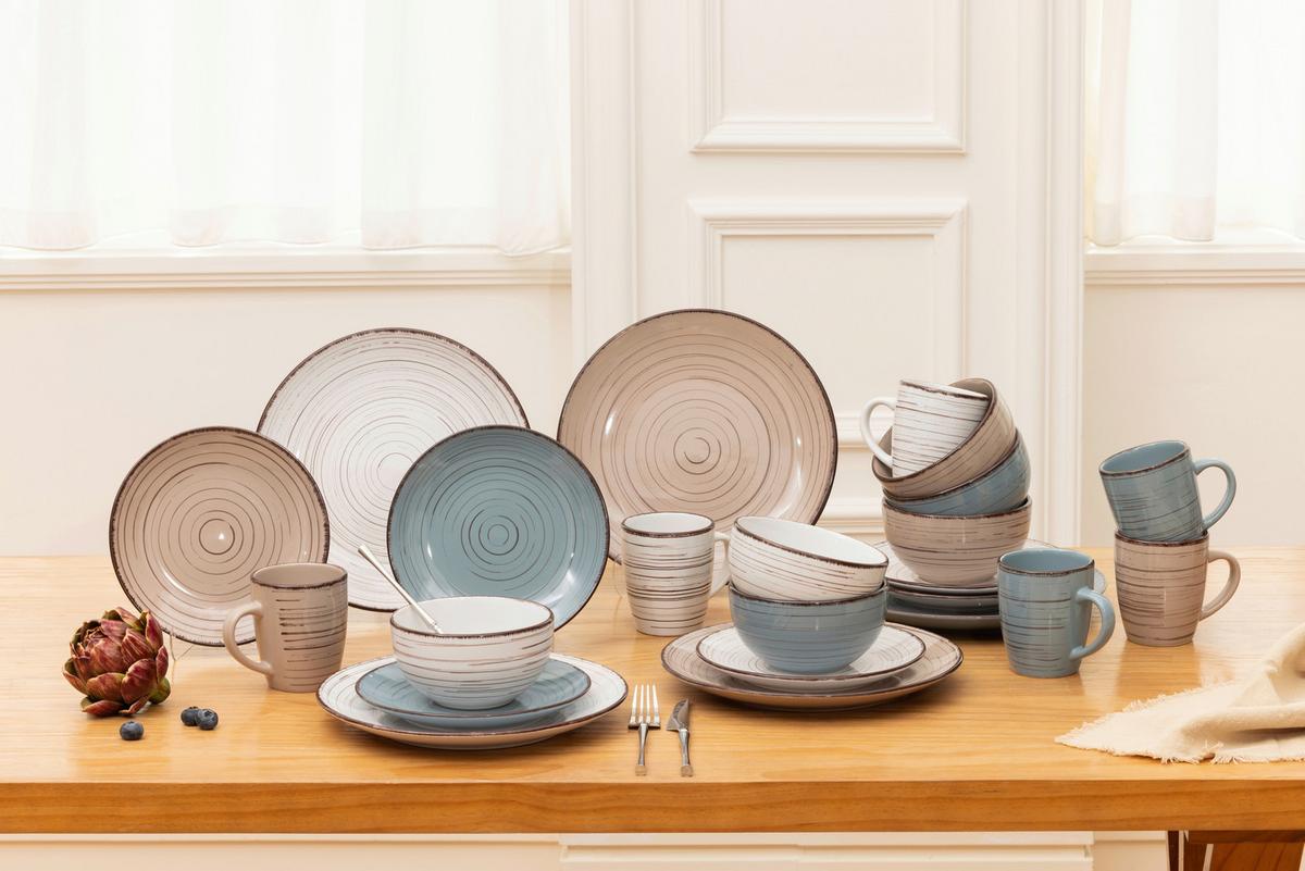 Étkészlet Kaila 24 Részes - barna/kék, Modern, kerámia - Luca Bessoni