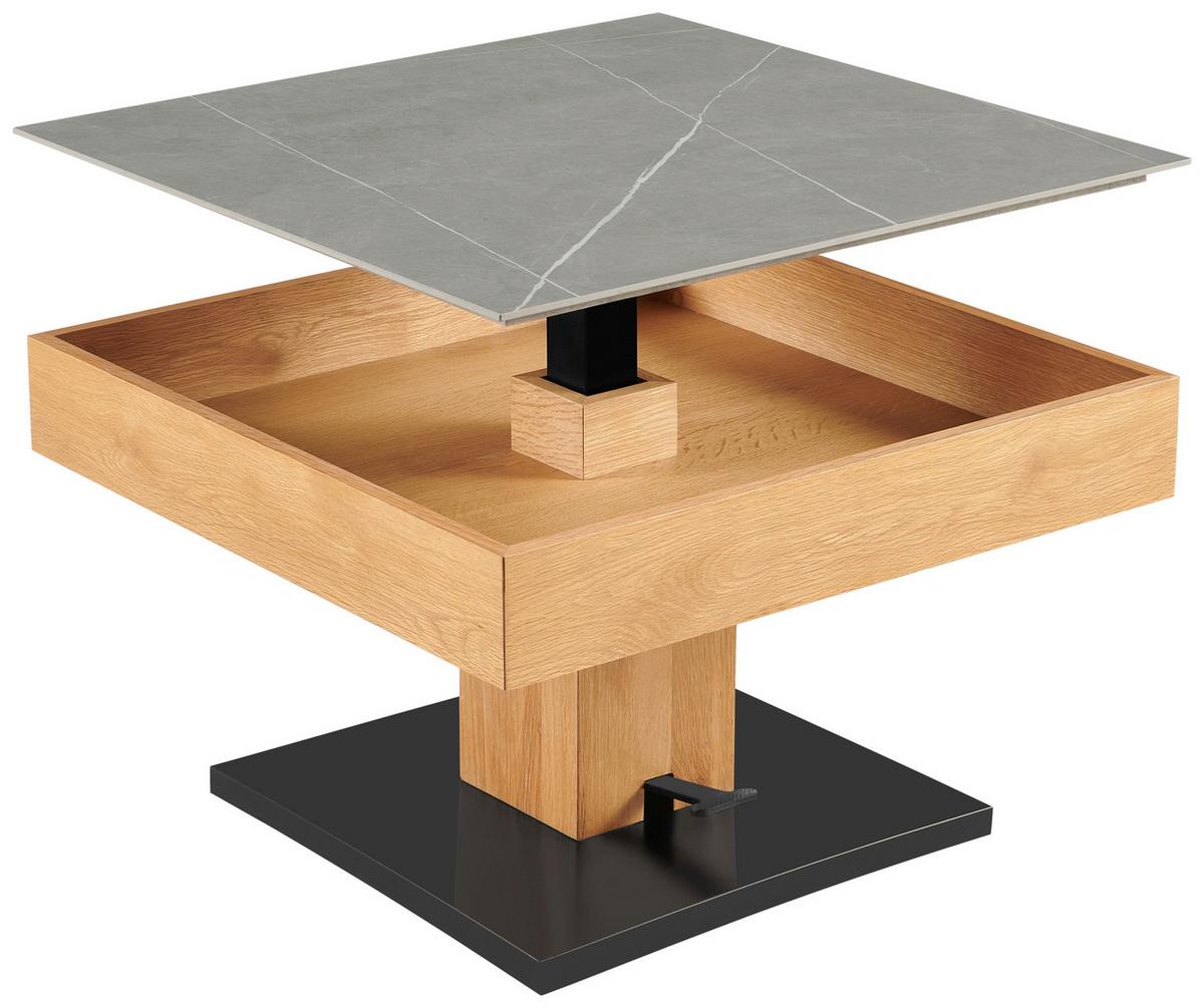Couchtisch Kapstadt 2 - Eichefarben/Schwarz, MODERN, Holz/Keramik (75/46/75cm)