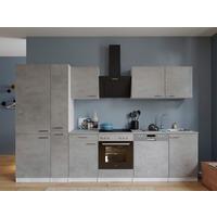 Küchenblock Malia B: 310 cm Grau, mit Geräte - Weiß/Grau, Basics, Holzwerkstoff (310cm) - Respekta