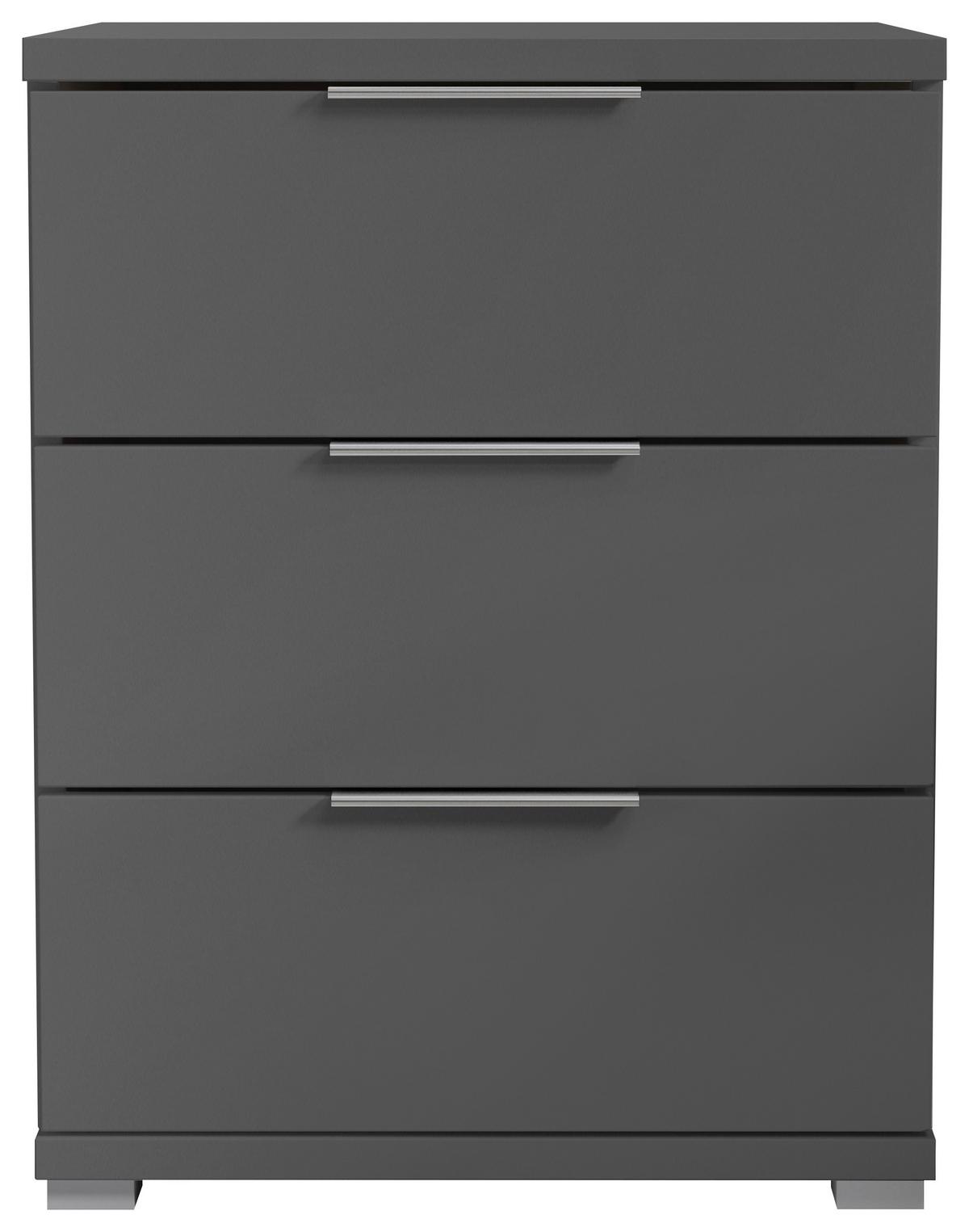 Nachtkästchen Smilla 3l G - Alufarben/Graphitfarben, KONVENTIONELL, Holzwerkstoff (46/61/42cm)