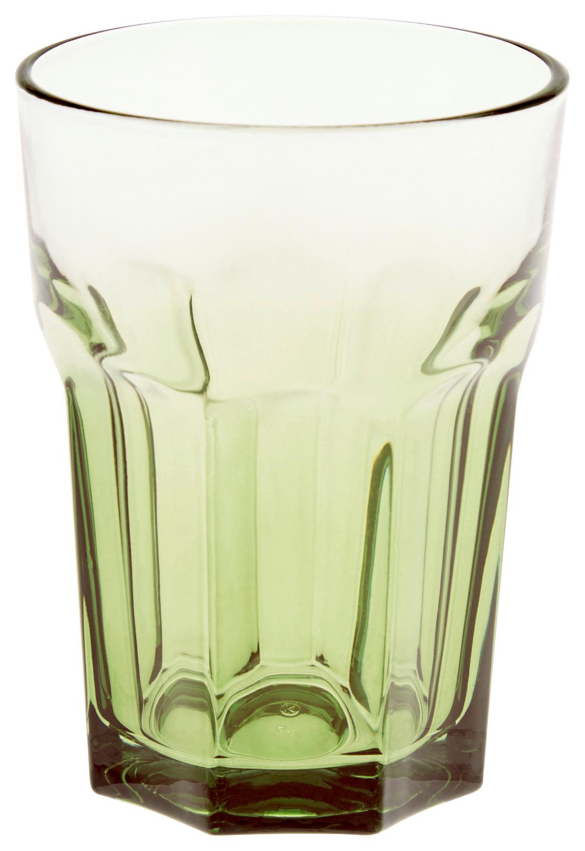 Trinkglas Andrina Versch. Farben ca. 350 ml - Schwarz/Rosa, Basics, Glas (8,5/12cm) - Luca Bessoni