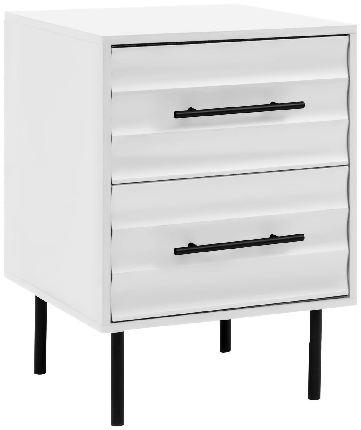 Nachtkästchen Carlton Weiß H: 55 cm - Schwarz/Weiß, Trend, Holzwerkstoff (40/55/39cm)