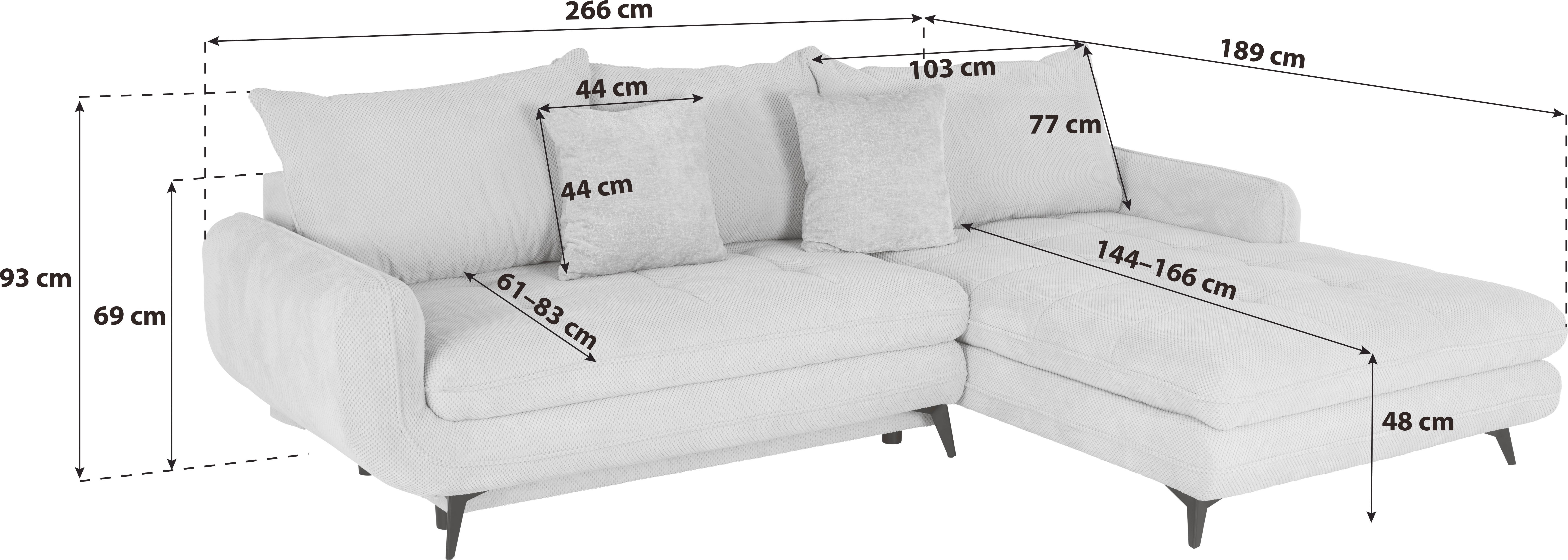 Ecksofa mit Schlaffunktion Wave Beige - Beige/Creme, MODERN, Textil (266/189cm)