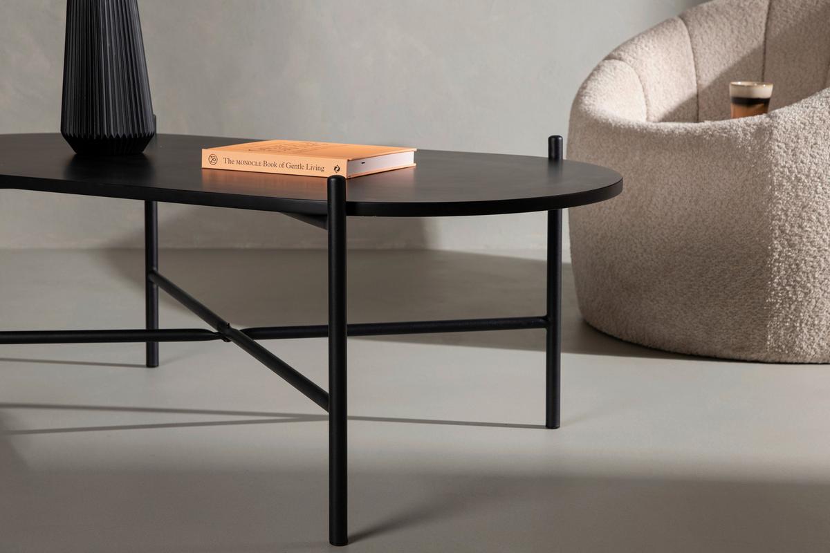 Couchtisch Pueblo - Schwarz, Design, Holzwerkstoff/Metall (120/60/45cm) - Livetastic