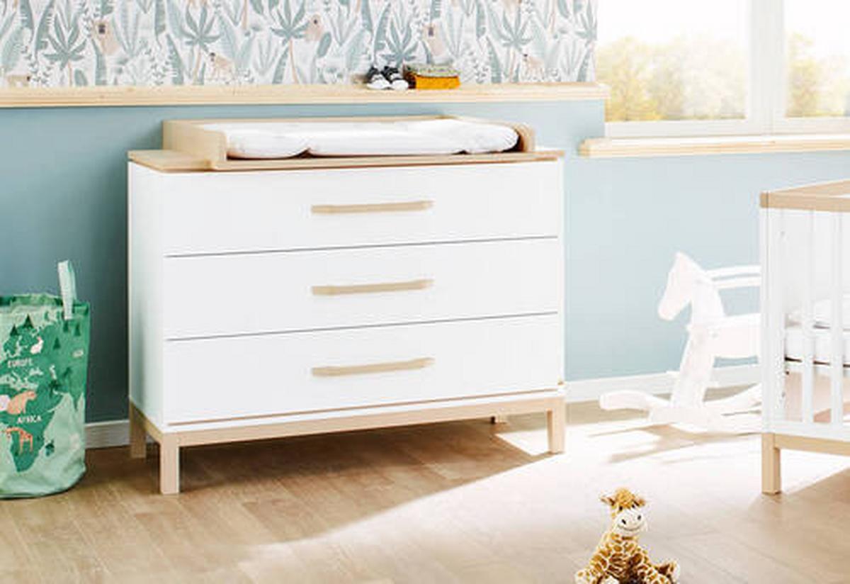 Babyzimmer 100061bg Light - Ahornfarben/Weiß, Design, Holzwerkstoff - Pinolino