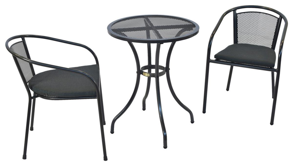 Balkonset Delos Set 5tlg. - Graphitfarben/Grau, MODERN, Kunststoff/Metall - Gardenson