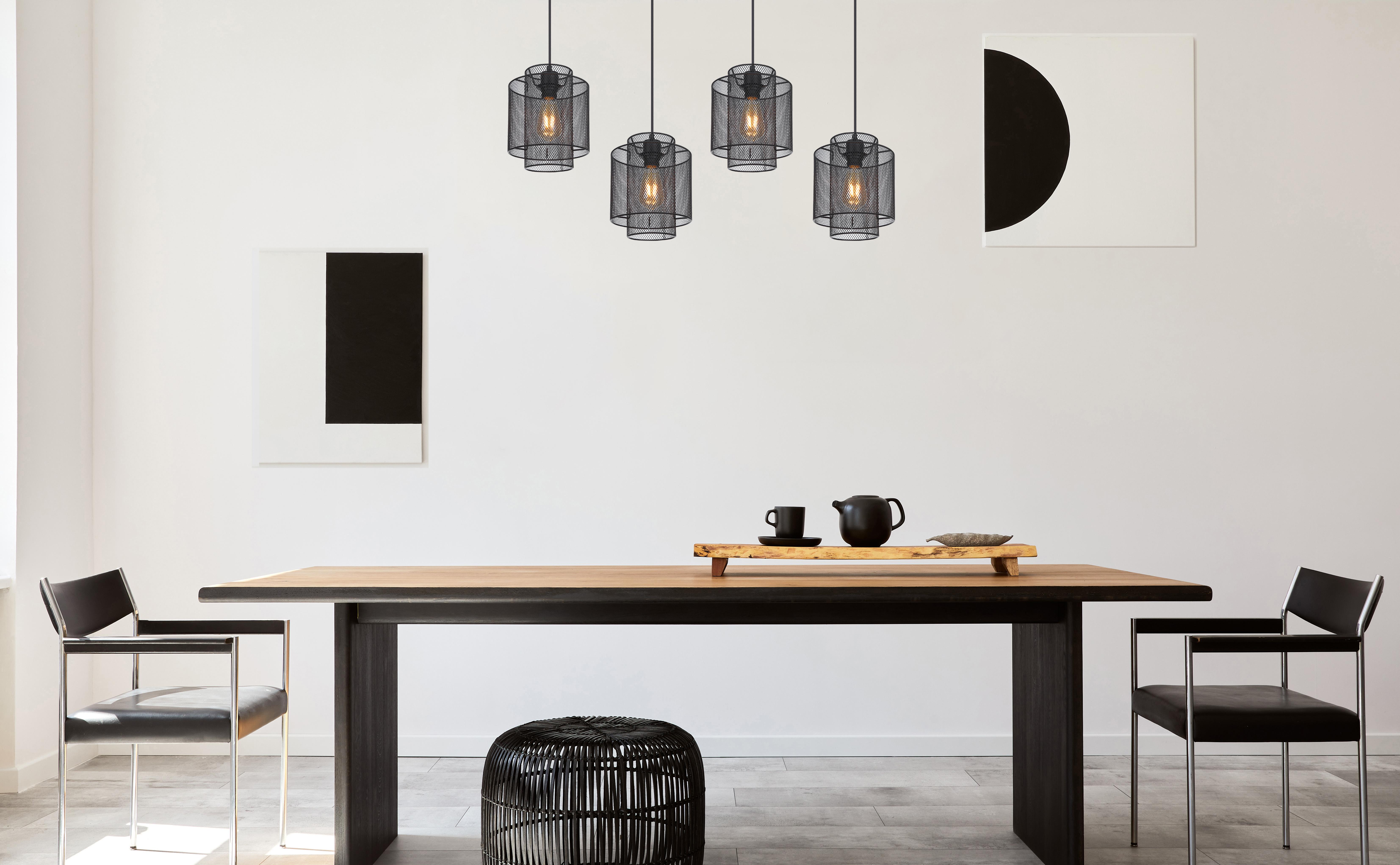 Hängeleuchte H: 120 cm 4-Flammig - Schwarz, Basics, Metall (98/20/120cm) - Globo