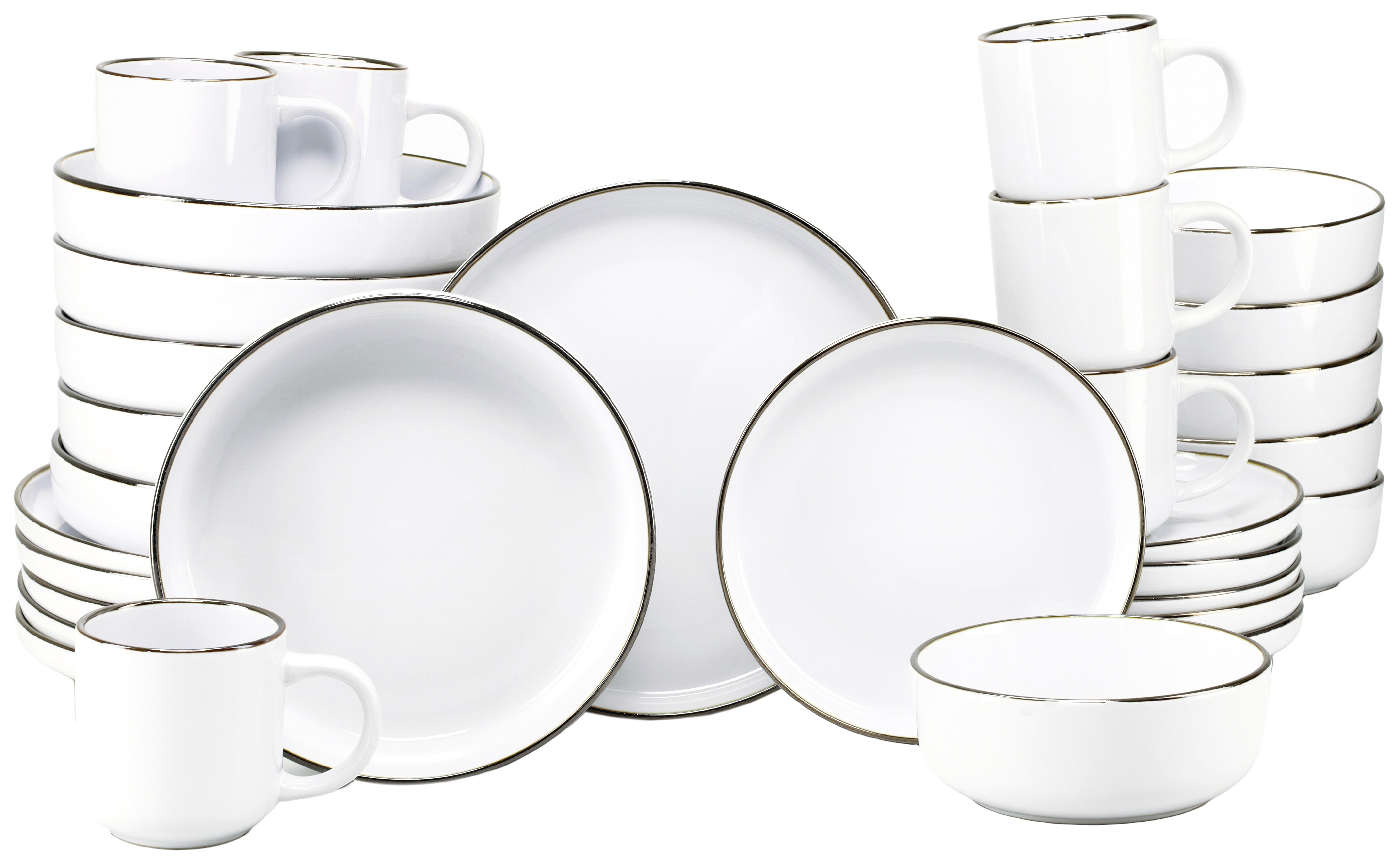 KOMBISERVICE 24799 NORDIC FESTIVE WEISS - Goldfarben/Weiß, Basics, Keramik - Creatable