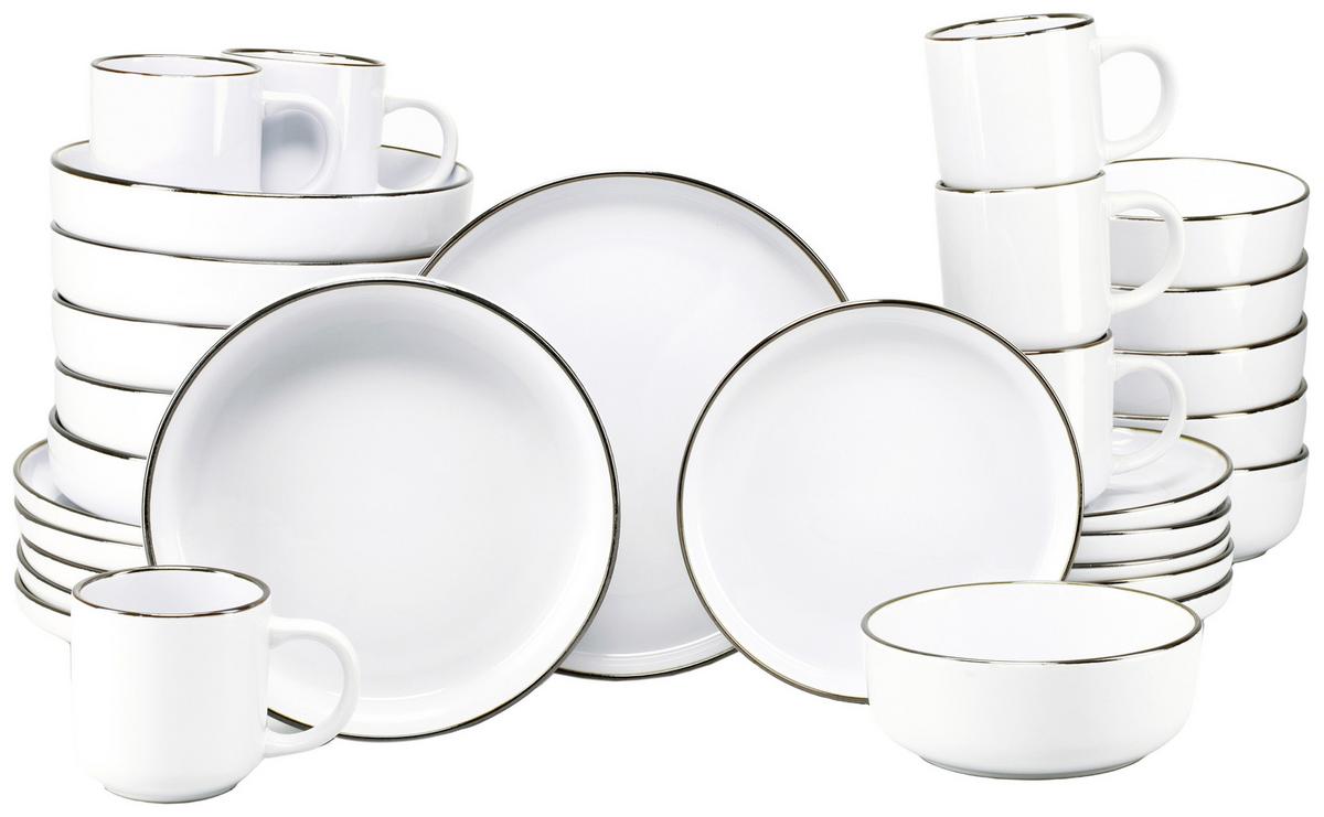 KOMBISERVICE 24799 NORDIC FESTIVE WEISS - Goldfarben/Weiß, Basics, Keramik - Creatable