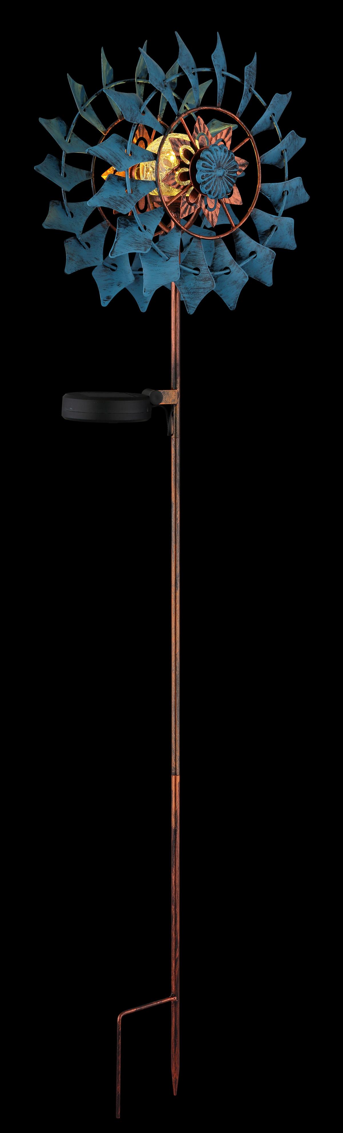 Solarleuchte 3000k, Warmweiß - Blau/Klar, Design, Glas/Metall (22,5/11,5/92cm) - Globo