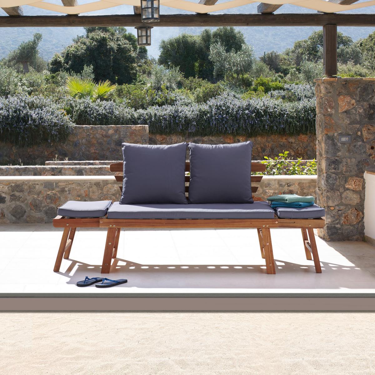 Kerti Pad Bali - akáciaszínű/szürke, Modern, textil/fa (190/75/68cm) - James Wood