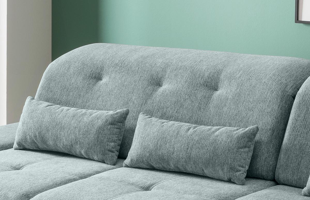 Ecksofa Dalida Mintgrün S: 280x254 Cm - Chromfarben/Mintgrün, Design, Textil (280/254cm) - Livetastic