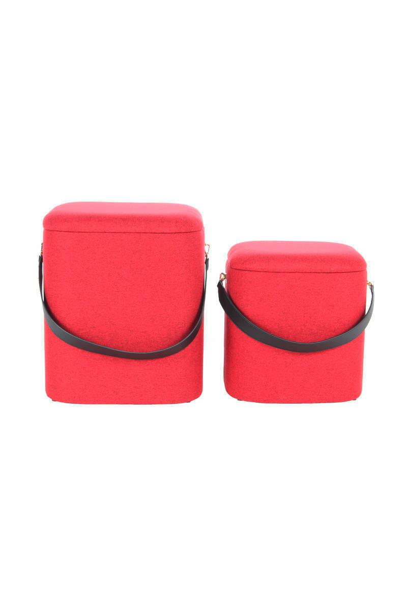 Hocker Arabella Mit  Stauraum Rot H: 44 cm 2er-Set - Rot/Schwarz, Basics, Kunststoff/Textil (29,5+35,5cm) - Kayoom