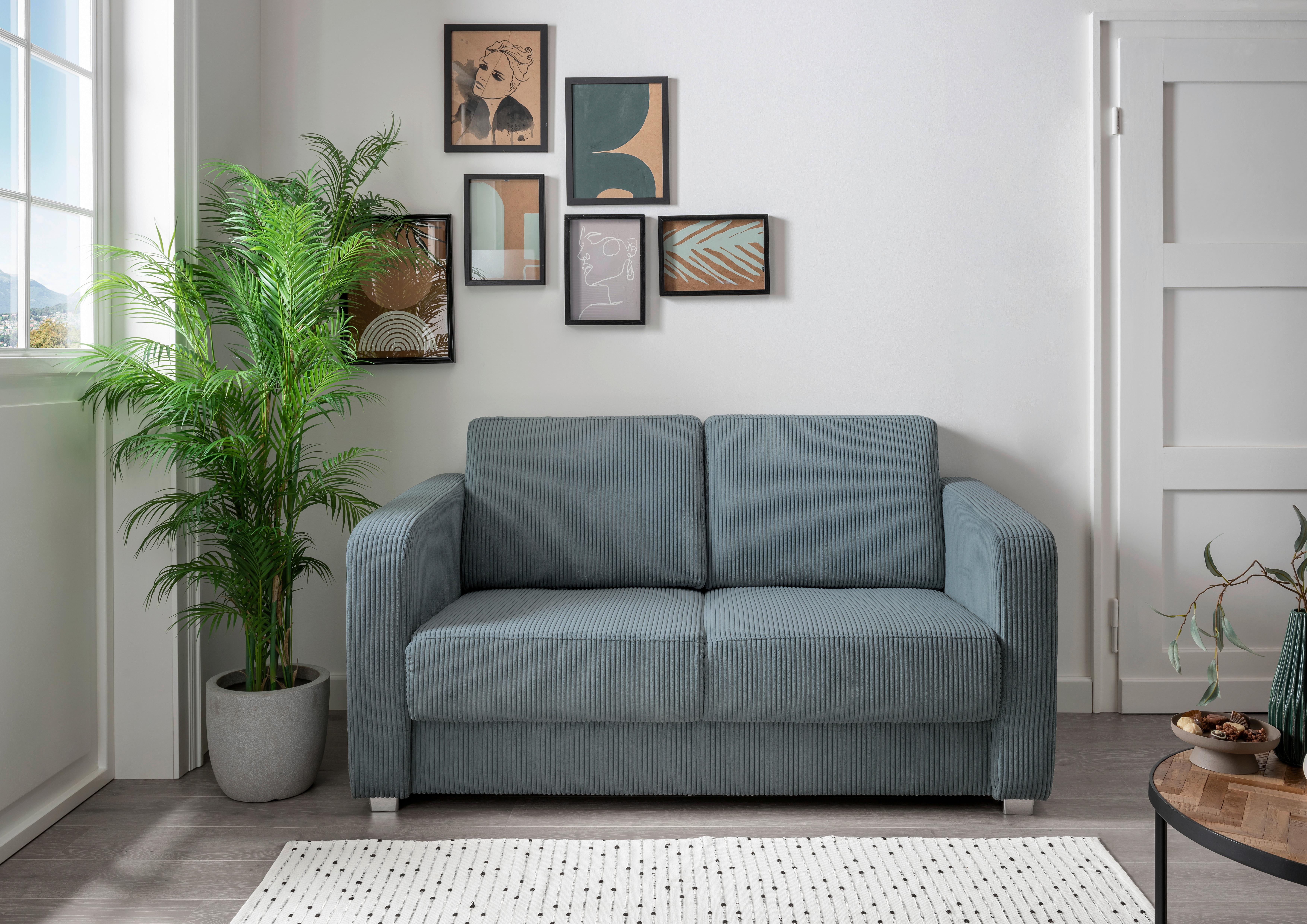Schlafsofa Mia, Petrol B: 159 Cm - Chromfarben/Petrol, Basics, Textil (159/88/87cm) - Livetastic