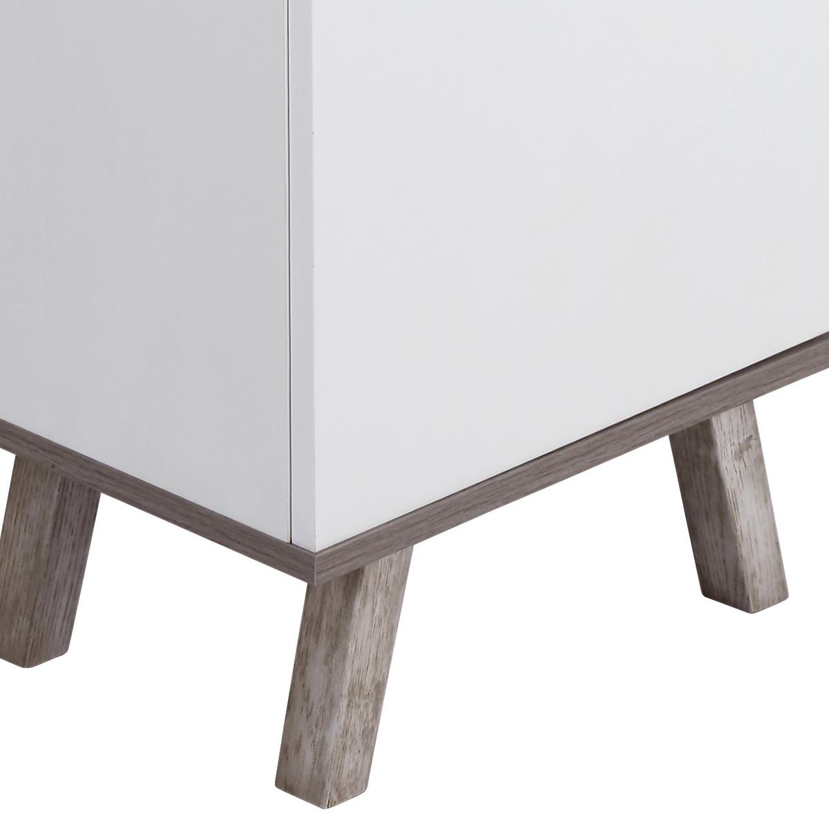 Hochschrank Mit Echtholzfüßen Turin 40cm Weiß/ribbeck Eiche - Eiche dunkel/Eichefarben, MODERN, Holzwerkstoff (40/195/30cm)