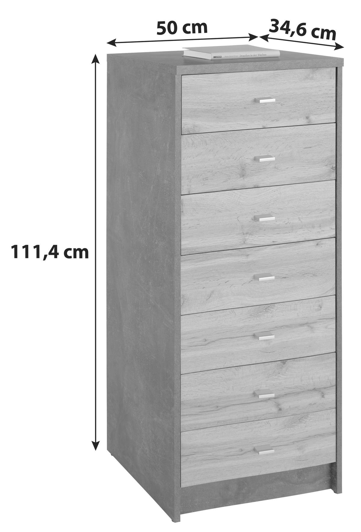 KOMODA 4-YOU YUK11 - sivá/farba duba, Modern, kompozitné drevo (50/111.4/34,6cm)