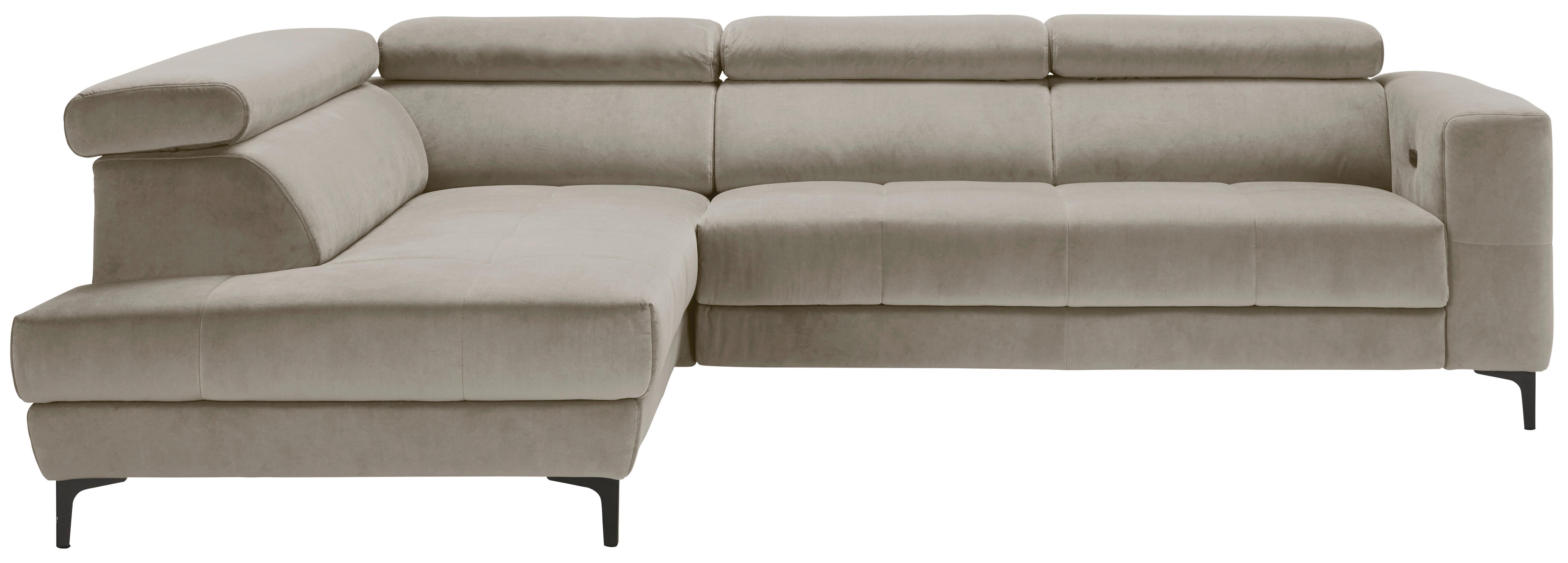 Rohová sedačka EMMA, levá, béžová,op.hl,USB,el.výsuv - černá/béžová, Moderní, textil (210/301cm) - Premium Living