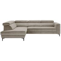 Rohová sedačka EMMA, levá, béžová,op.hl,USB,el.výsuv - černá/béžová, Moderní, textil (210/301cm) - Premium Living