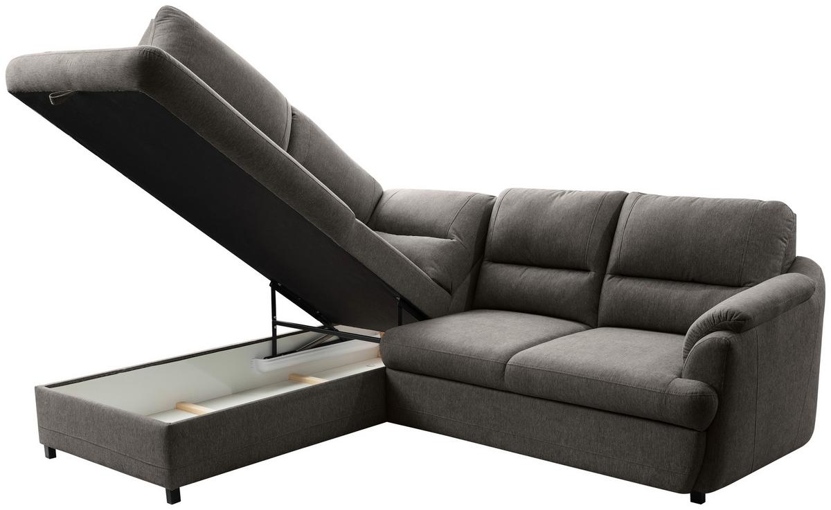 Ecksofa Gusto Braun S: 200x240 cm - Greige/Schwarz, Basics, Textil (200/240cm)