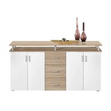 Kommode mit Aufsatz B 176cm Lif, Eiche Dekor/Weiß - Eichefarben/Weiß, MODERN, Holz/Holzwerkstoff (176/90/38cm)
