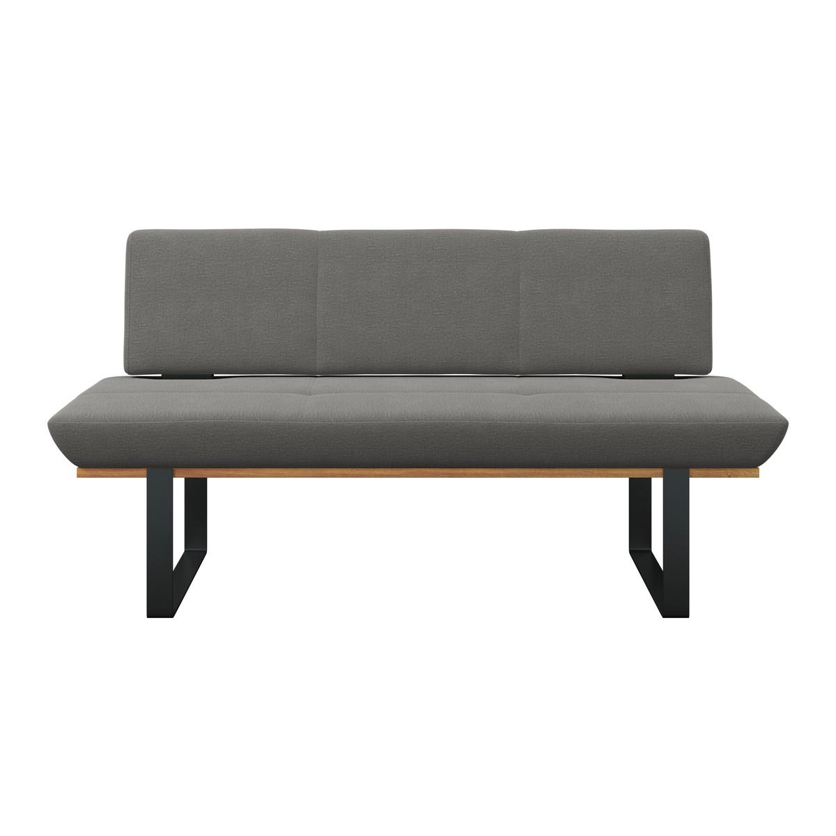 Sitzbank Tristan Webstoff grau, B: 170cm - Schwarz/Grau, MODERN, Holz/Textil (170/48/90cm) - James Wood