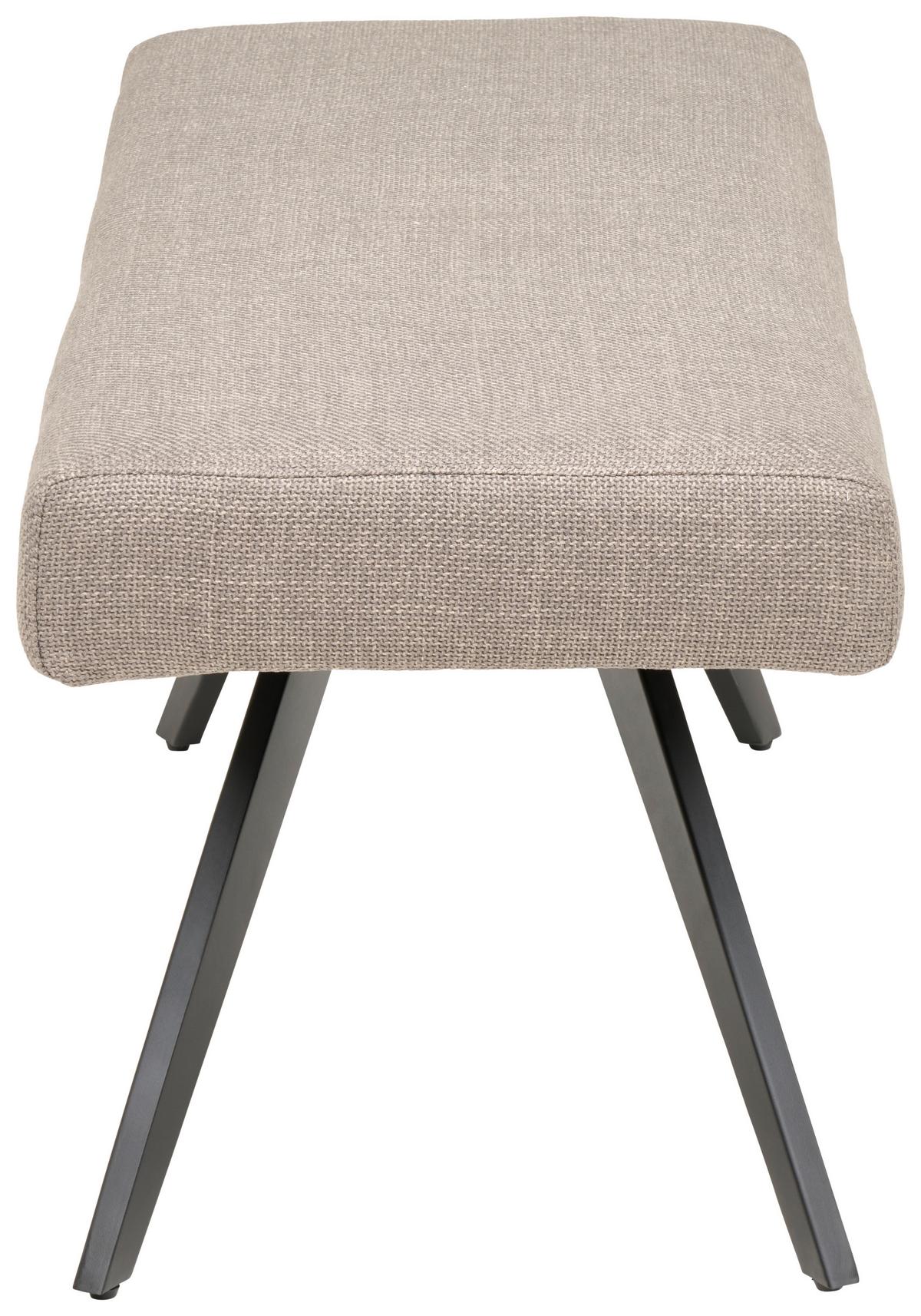 Sitzbank Andros ohne Lehne Hellgrau, B: 140 cm - Hellgrau/Schwarz, KONVENTIONELL, Textil/Metall (140/49/47cm) - MID.YOU