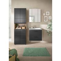 Kúpeľňa Ice 3-dielna, čierna/dub tmavy - čierna/biela, Basics, kompozitné drevo/plast (120cm) - MID.YOU