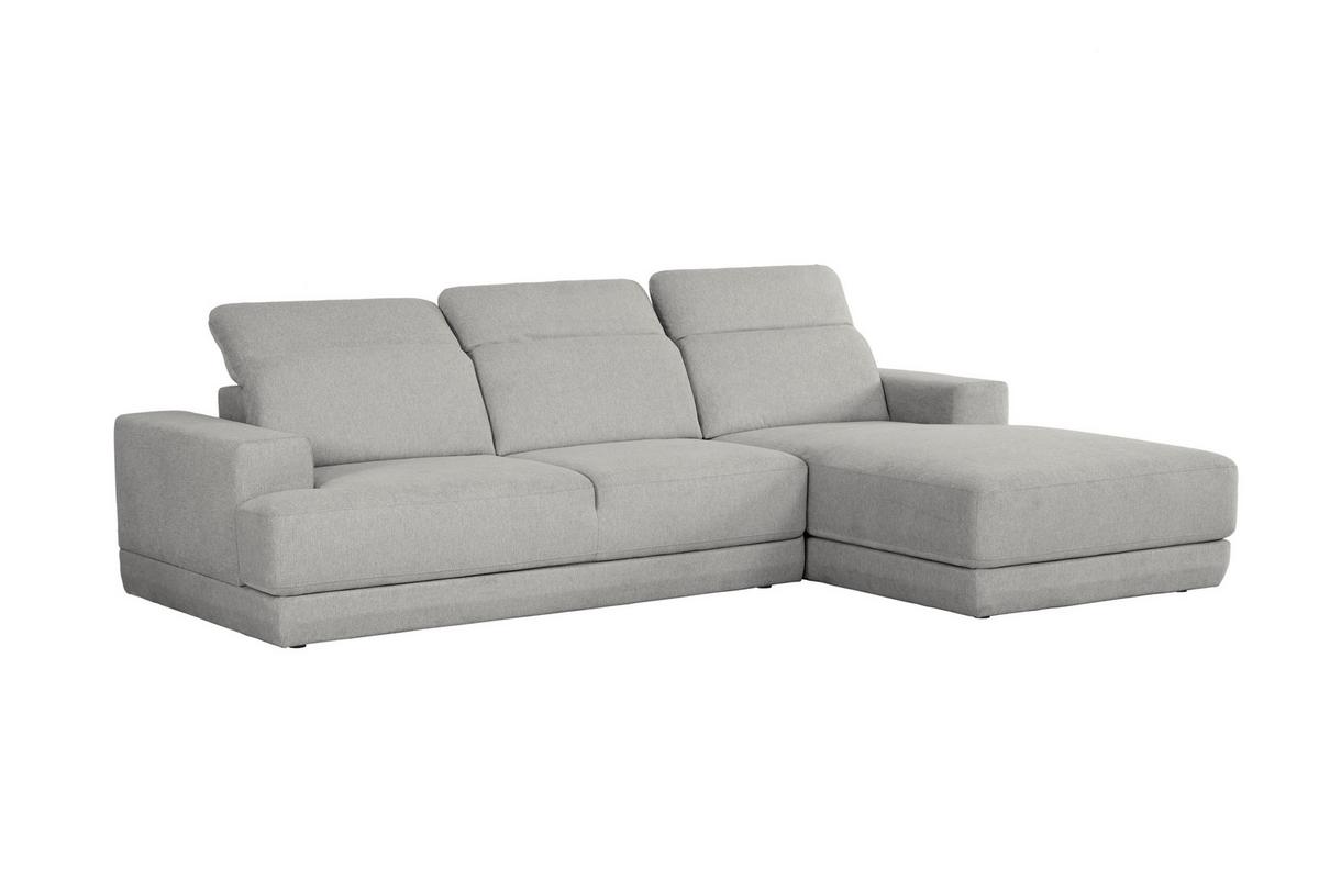 Ecksofa Frans Hellgrau S: 204 cm - Hellgrau/Schwarz, Design, Textil (204/293cm) - MID.YOU
