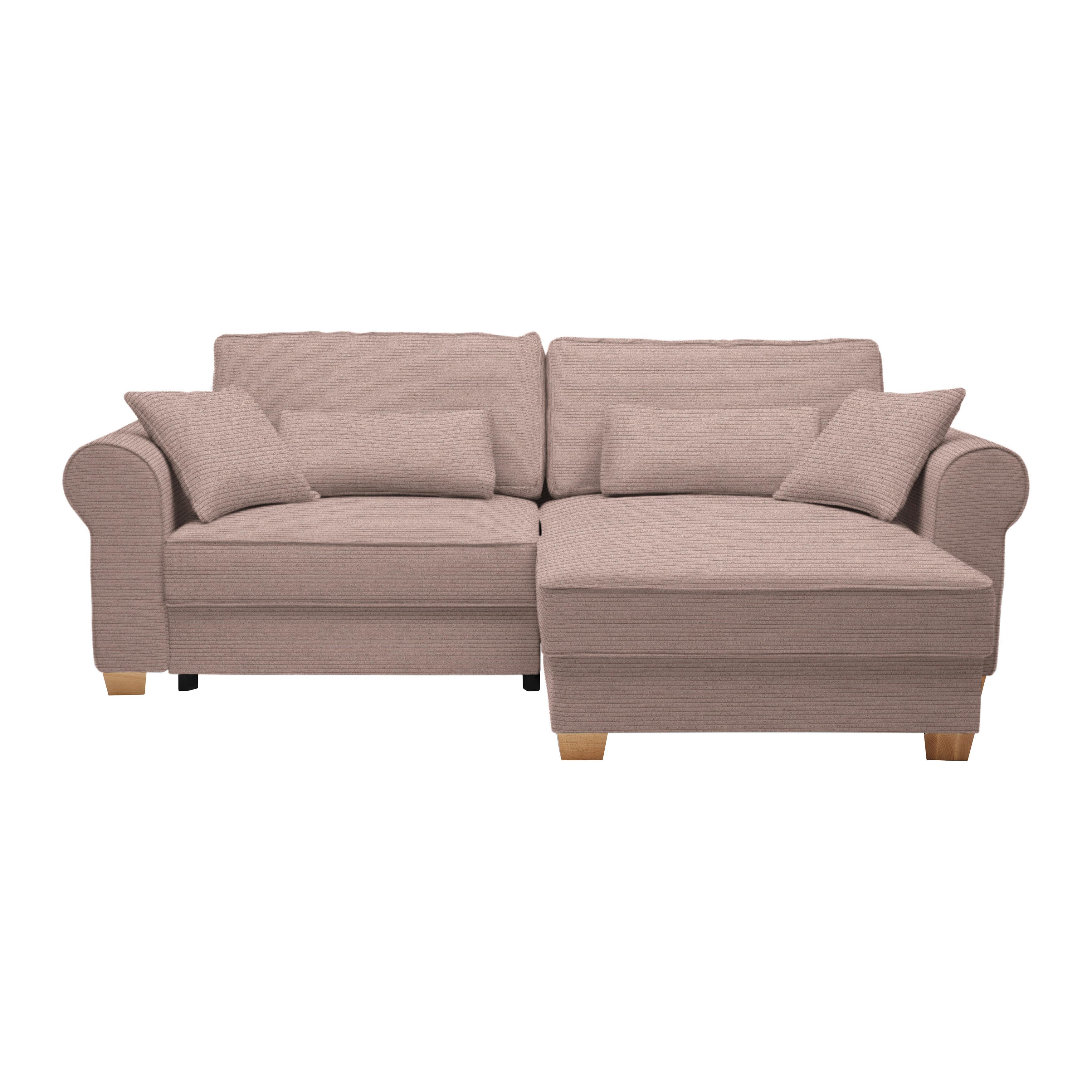 Sedací souprava ANGELO, oboustranná,růžový manšestr - růžová, Moderní, dřevo/kompozitní dřevo (255/92/185cm) - Mömax