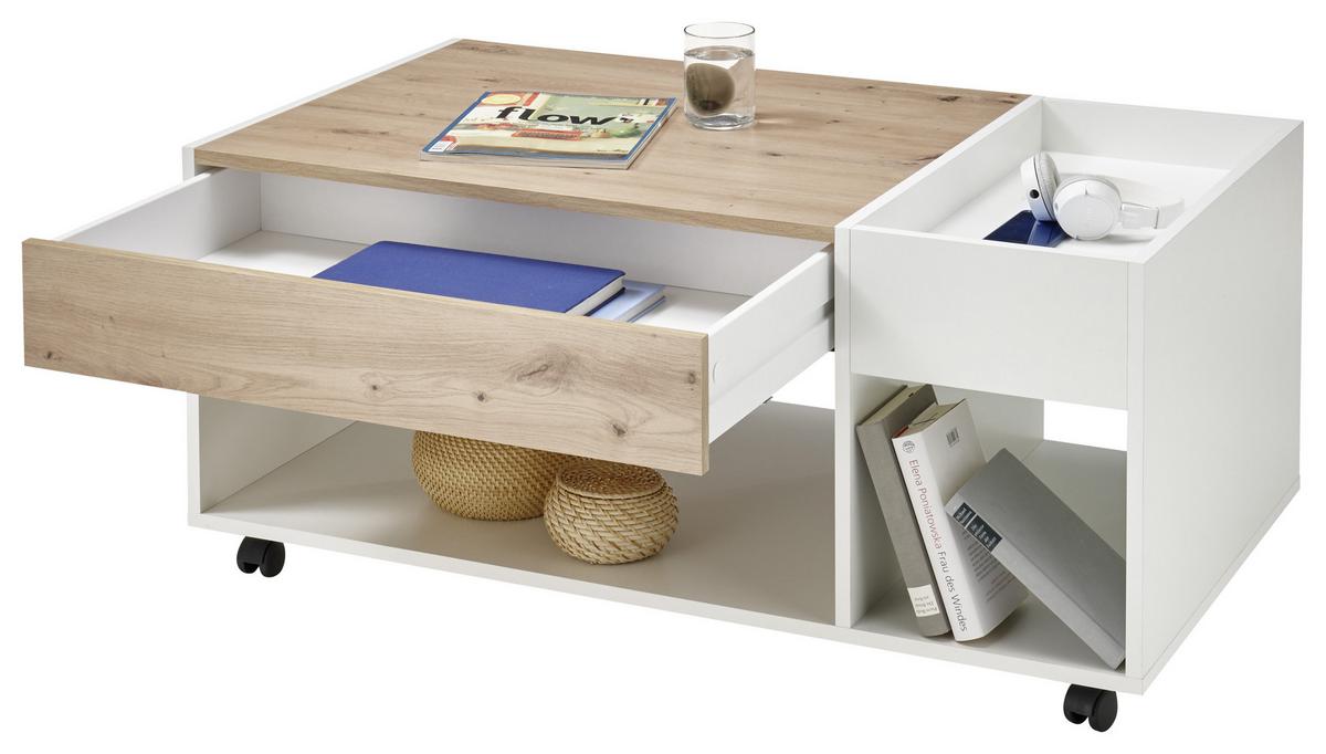 Konferenční stůl EMIL barvy dubu, bílý - bílá/barvy dubu, Basics, kompozitní dřevo (108/60/48cm) - MID.YOU