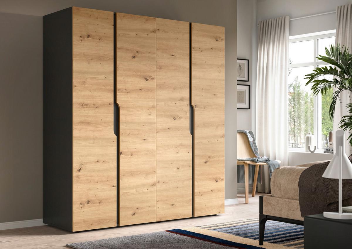 Drehtürenschrank Anga Anthr. /Eiche Artisan Dekor B: 160cm - Anthrazit/Eiche Artisan, MODERN, Holzwerkstoff (160/180/51cm) - MID.YOU