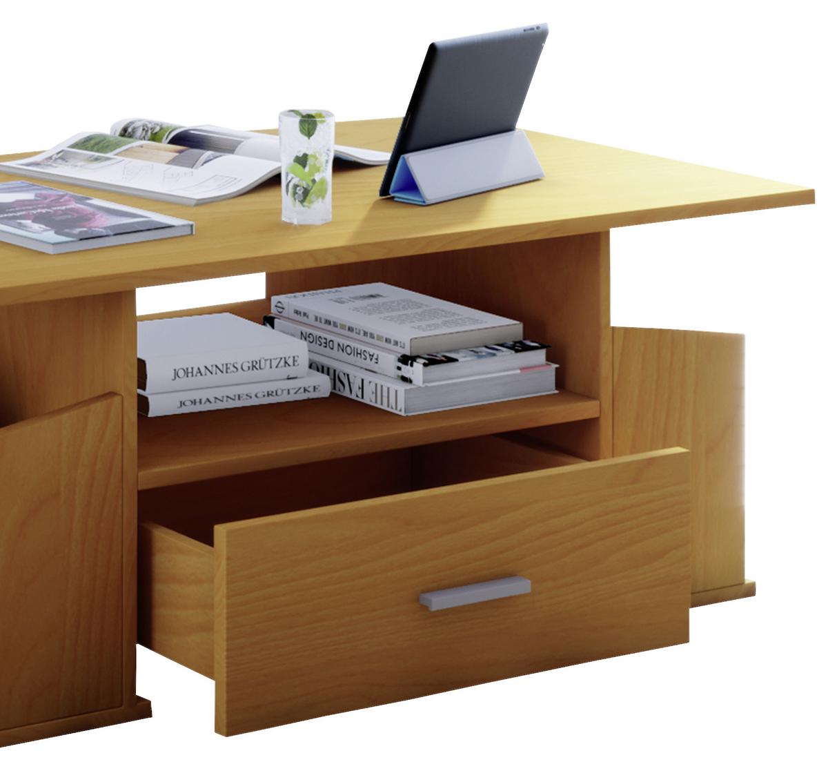 Couchtisch mit Schublade + Fächer Junata Buche Dekor - Buchefarben, Basics, Holzwerkstoff (110/52/44cm) - MID.YOU