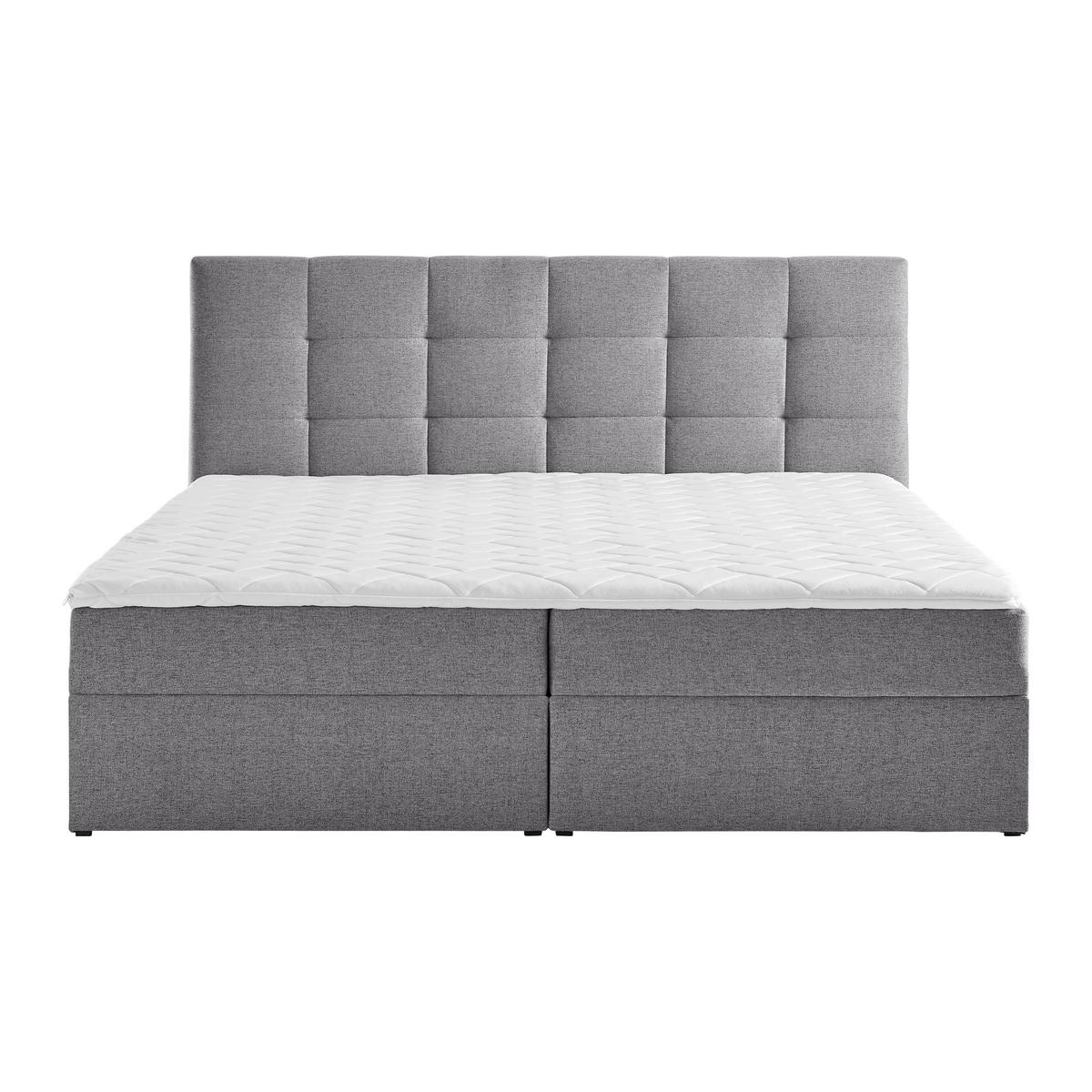 Boxspring posteľ MARSELIE sivá, 200x220cm - čierna/sivá, Modern, drevo/textil (200/220cm) - Bessagi Home