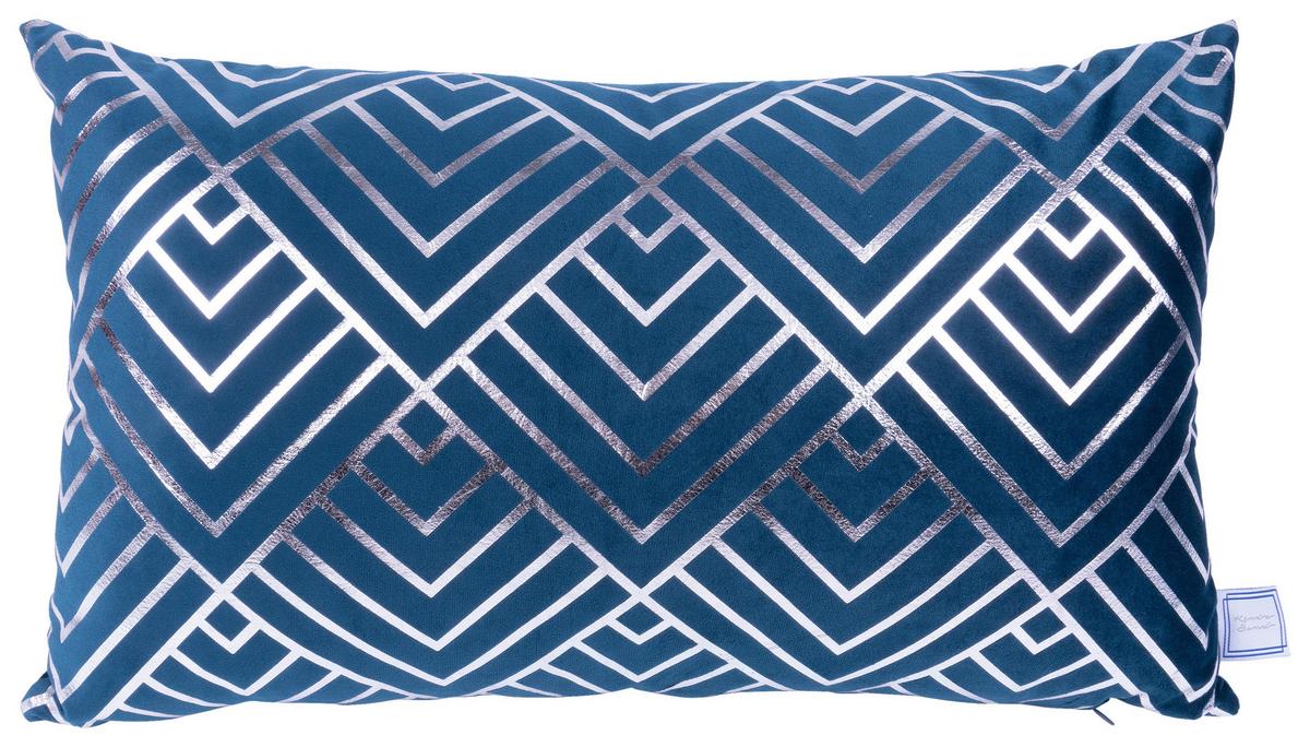 Zierkissen Prisma 30/45x50/45 cm Polyester Blau/Silberfarben - Blau/Silberfarben, KONVENTIONELL, Textil (30x45/50x45cm)