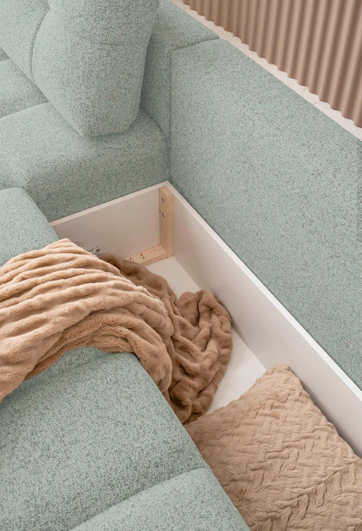 Wohnlandschaft Lulu Türkis U: 184x333x213cm - Türkis/Schwarz, Design, Textil (184/333/213cm) - MID.YOU