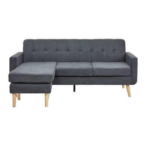 Sedací souprava TAMARA tmavěšedá - tmavě šedá/přírodní barvy, Moderní, dřevo/textil (198/83/143cm) - Bessagi Home