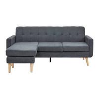 Sedací souprava TAMARA tmavěšedá - tmavě šedá/přírodní barvy, Moderní, dřevo/textil (198/83/143cm) - Bessagi Home