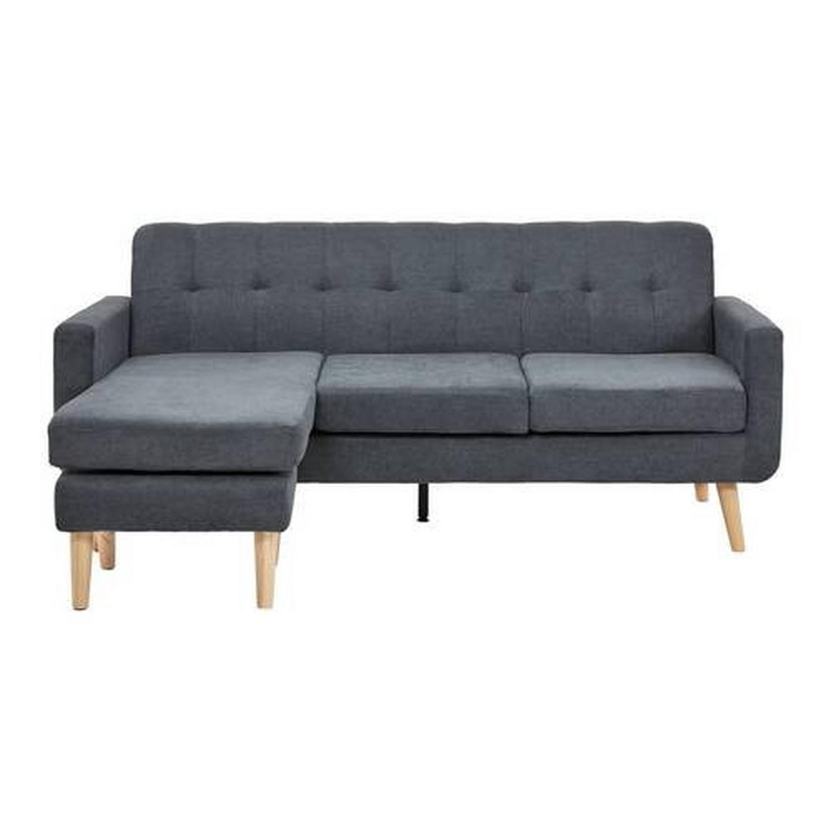 Sedací souprava TAMARA tmavěšedá - tmavě šedá/přírodní barvy, Moderní, dřevo/textil (198/83/143cm) - Bessagi Home