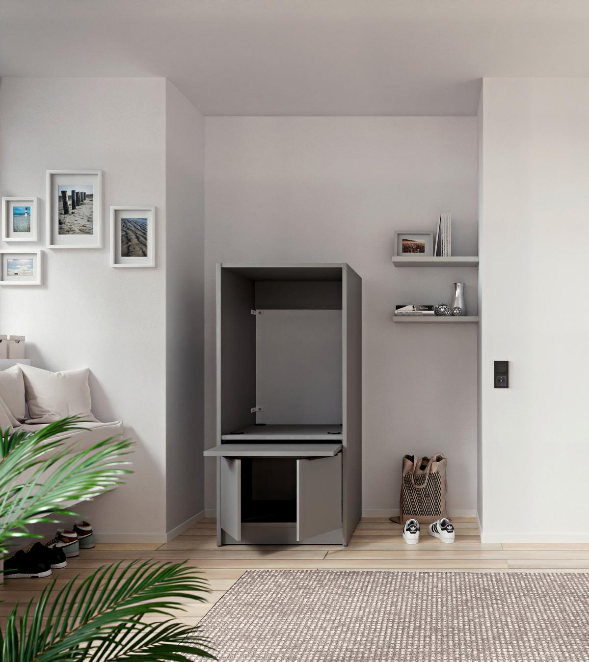 SKŘÍŇKA NAD PRAČKU TIDY HERO - šedá/černá, Basics, kov/kompozitní dřevo (70/150/68cm) - P & B