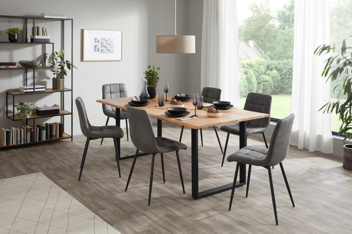Esstisch Echtholz Mundra 200x76cm Schwarz/Akazienfarben - Schwarz/Akaziefarben, KONVENTIONELL, Holz (200/76/90cm)