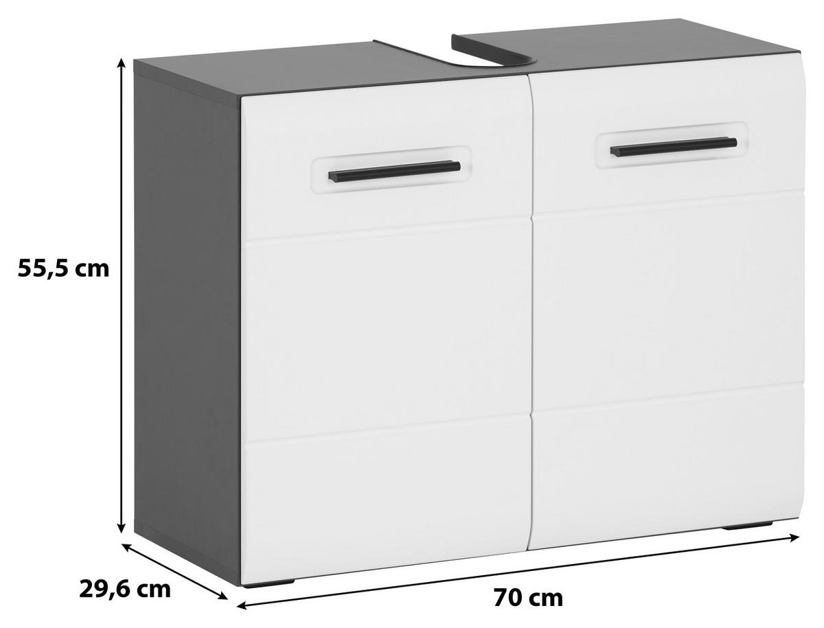 Waschbeckenunterschrank Pearl New Snol 111, anthrazit/Weiß - Anthrazit/Weiß, KONVENTIONELL, Holzwerkstoff (70/55,5/29,6cm)