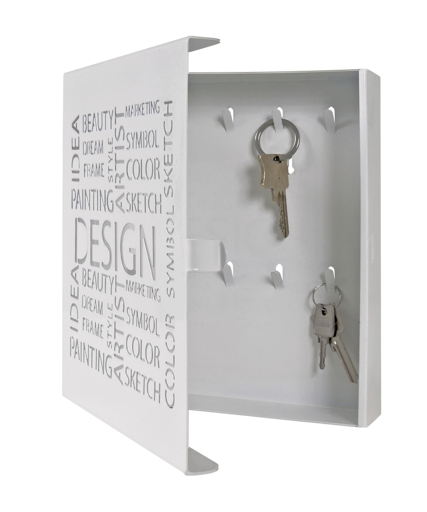 SKŘÍŇKA NA KLÍČE DESIGN BIELA - bílá, Moderní, kov (22/24/5cm)