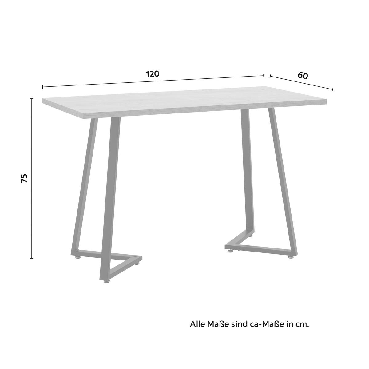 Psací stůl CAROLINA 120x60 cm - černá/barvy dubu, Moderní, kov (120/60/75cm) - Bessagi Home