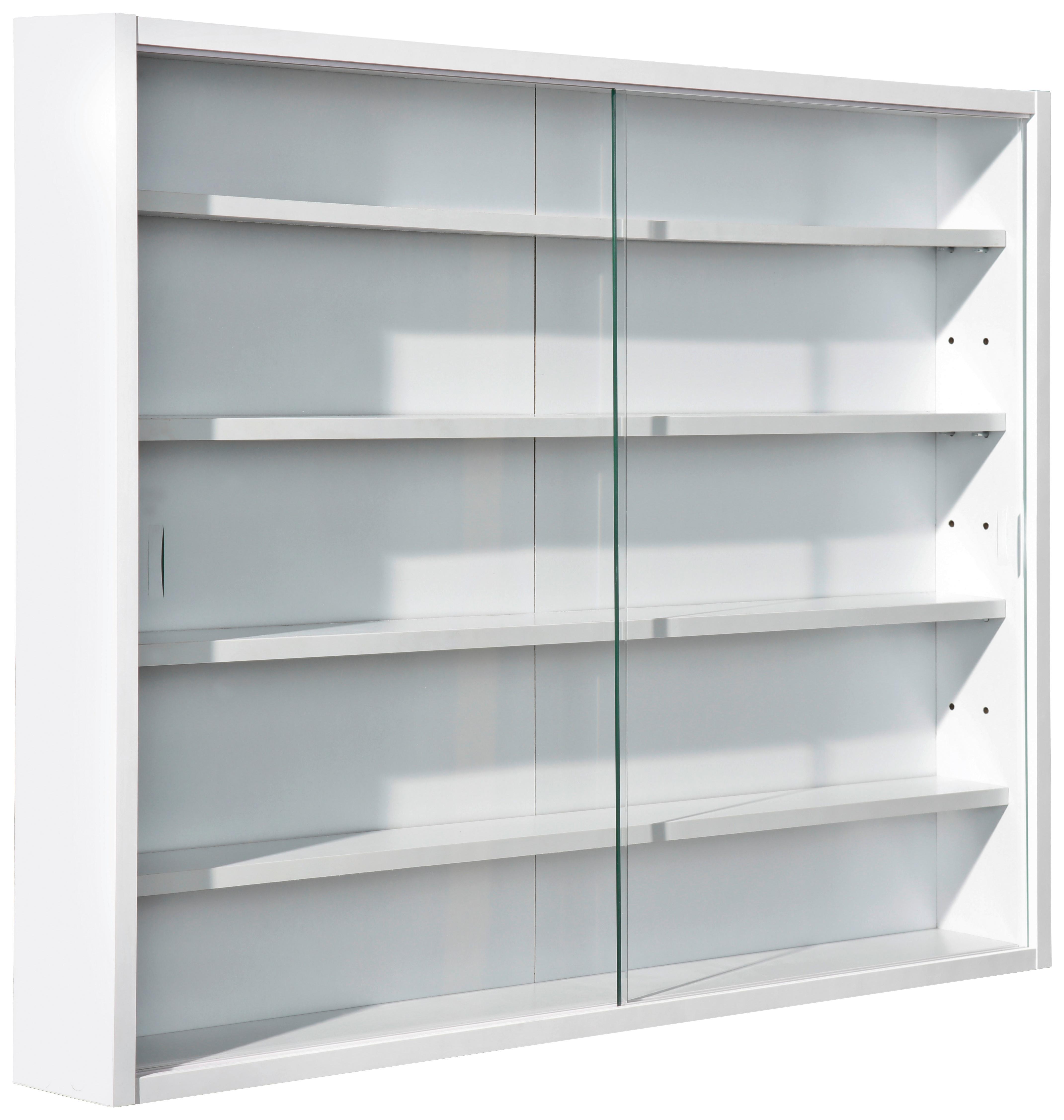 Hängevitrine Compilati B: 80cm Weiß mit Sicherheitsglas - Weiß, KONVENTIONELL, Glas/Holzwerkstoff (80cm) - MID.YOU